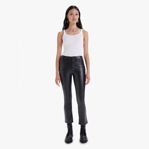 MOTHER The Insider Ankle Faux Leather Cropped Pants Wax On Wax Off 30